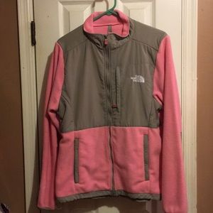 Pink and gray Northface fleece jacket